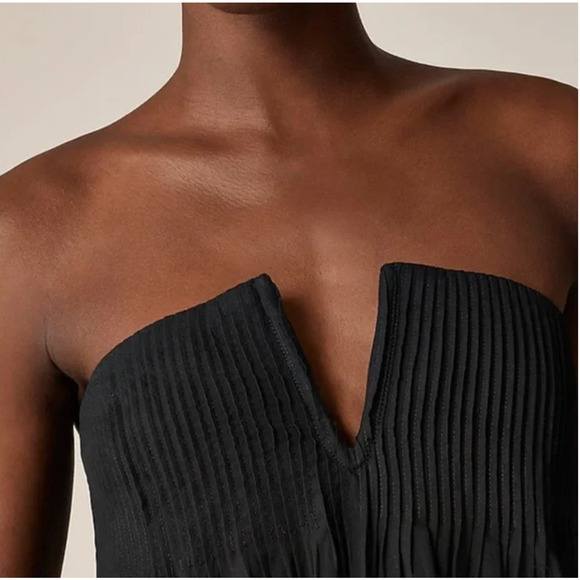 J Crew Collection Strapless Notched Maxi Dress 18 Black NWT CI878 J.Crew Pleated - Picture 2 of 6